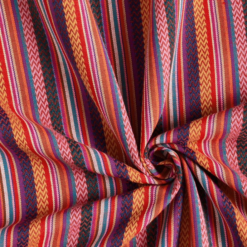 Decostof Jacquard Chevron-strepen – karmijnrood/groen, image number 3