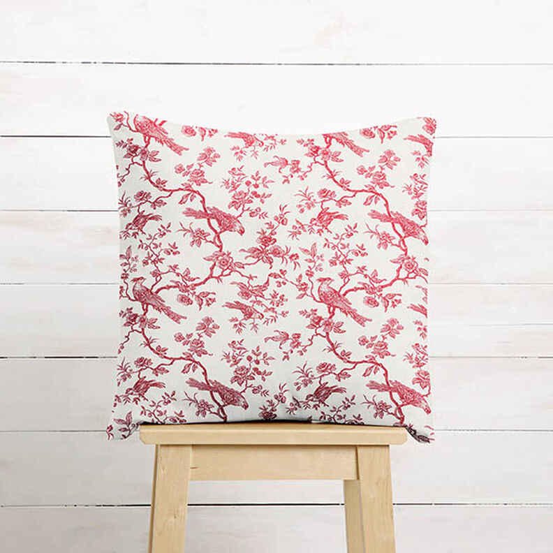 Katoenen stof Cretonne Vogels – rood/ecru,  image number 7