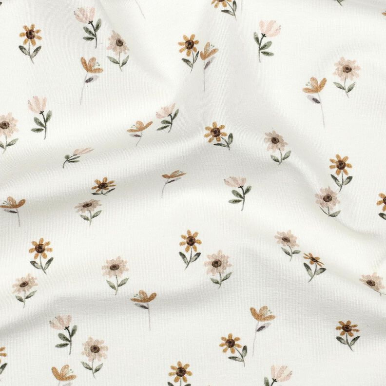 Katoenjersey Schattige bloemen Digitaal printen | Poppy Fabrics – ivoor/karamel,  image number 2