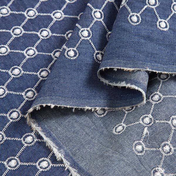 Chambray geborduurde diamanten – jeansblauw, image number 3