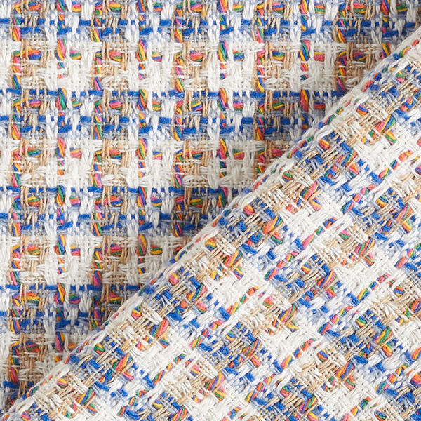 Katoen tweed kleurrijke ruiten – ecru/blauw, image number 4