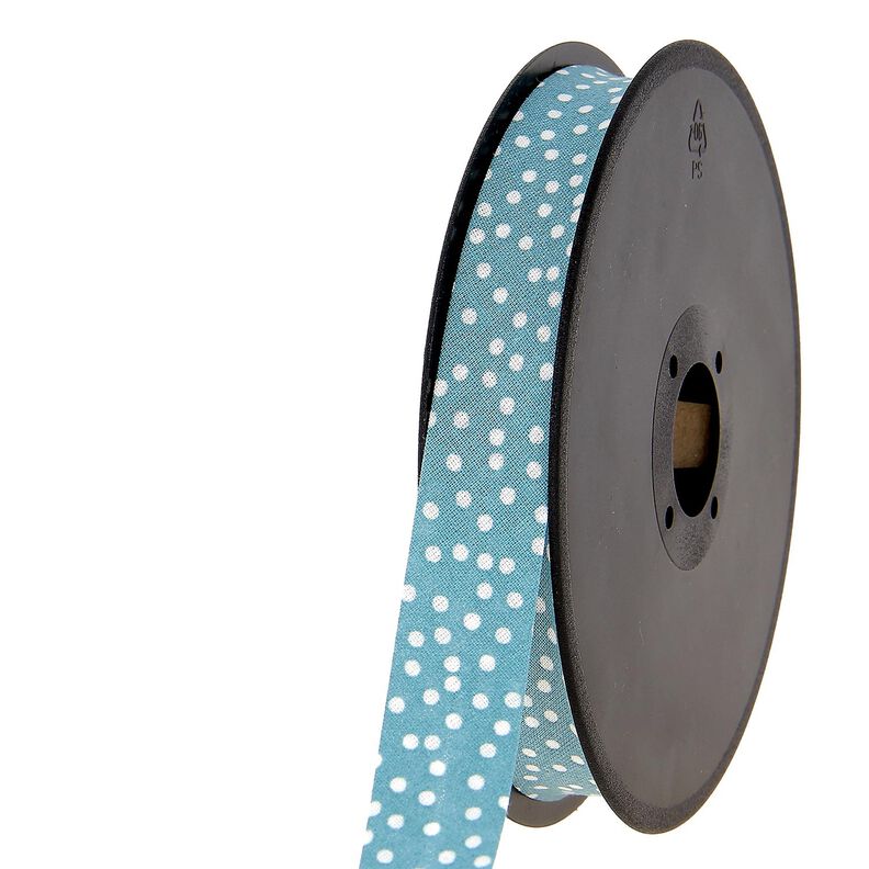 Biasband verspreide stippen [20 mm] – turkoois,  image number 2