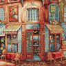 Decopaneel Gobelin Franse bistro – blauw/terracotta,  thumbnail number 1