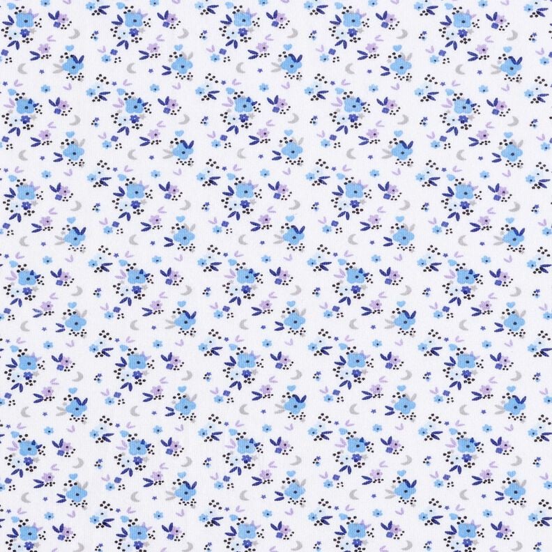 Katoenjersey romantische bloemen – wit,  image number 1