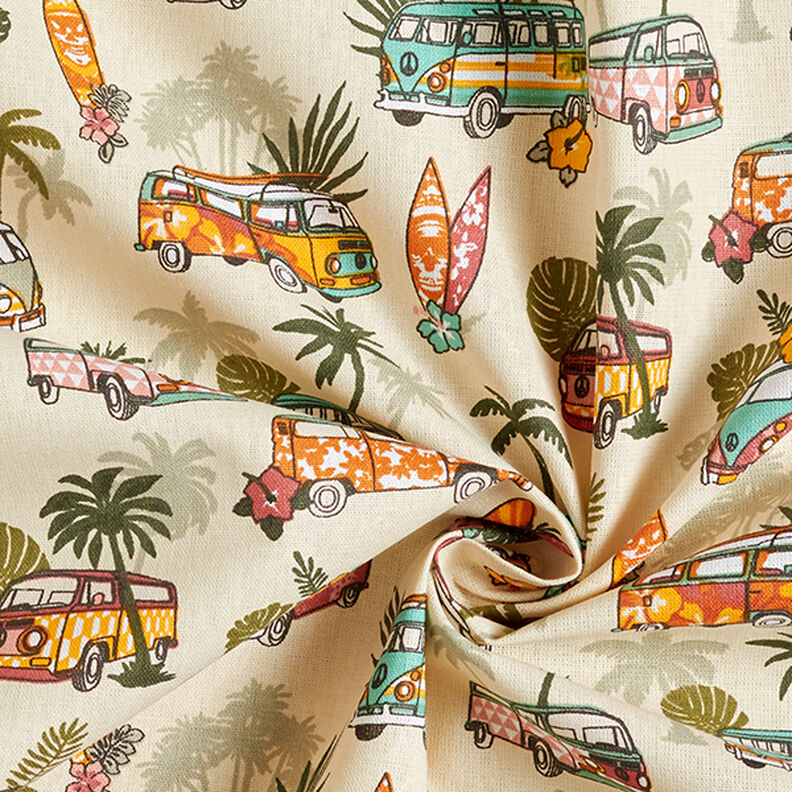 Katoenen stof cretonne Roadtrip surf – beige,  image number 3