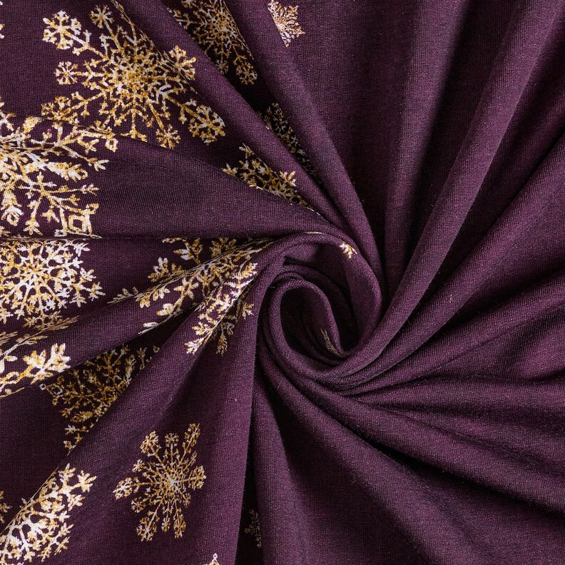 French Terry sommersweat IJsbloemen Borduurstof | Glitzerpüppi – aubergine/oud goud, image number 3