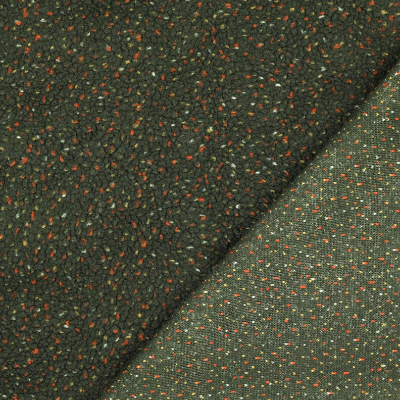 Teddy pluche Tweed Mix | Poppy Fabrics – donkergroen, image number 4