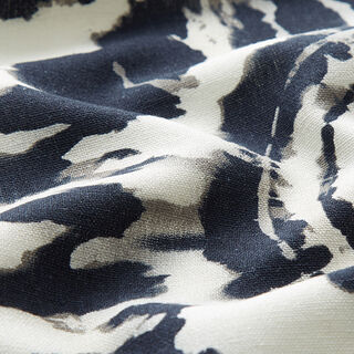 Viscose-linnenmix batik bloemen - ecru/zwart, 
