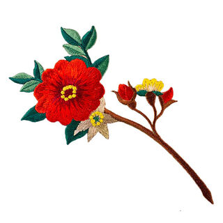 Applicatie  Bloem [ 13,5 x 6,5 cm ] – rood/groen, 