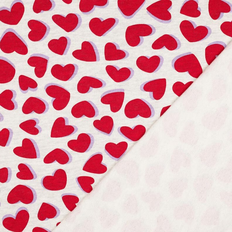 Sweatshirt geruwd Harten | Poppy Fabrics – natuur/rood, image number 4