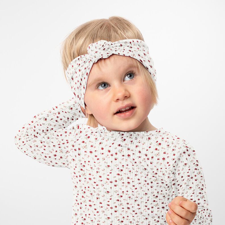 Ajour Katoenjersey Kleine bloempjes – ivoor,  image number 6
