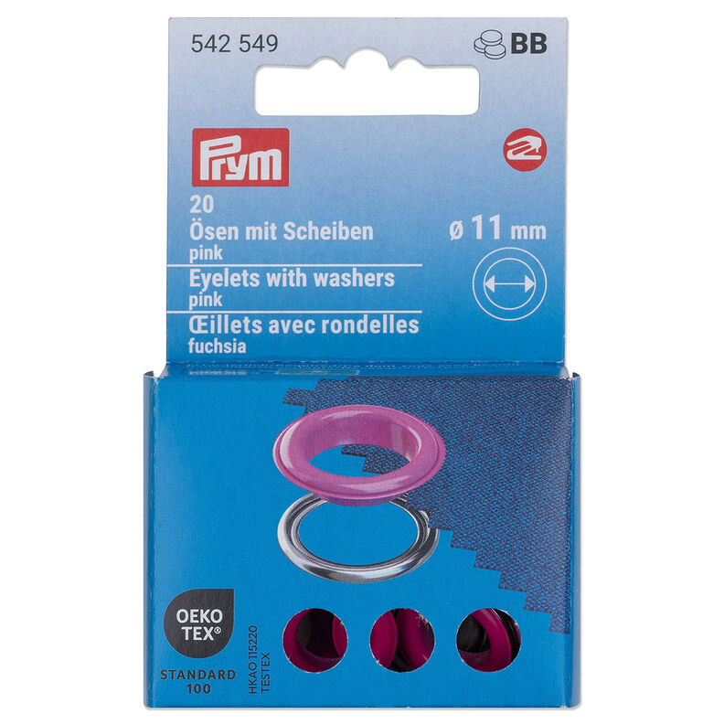 Oogjes met sluitringen [20 stuks | Ø 11 mm] | Prym – pink/zilver metallic,  image number 1