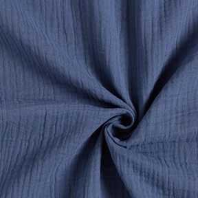 GOTS Mousseline/dubbel gehaakte stoffen | Tula – jeansblauw, 