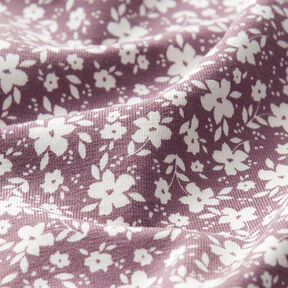 Katoenjersey Bloemen tweekleurig – donker oudroze, 