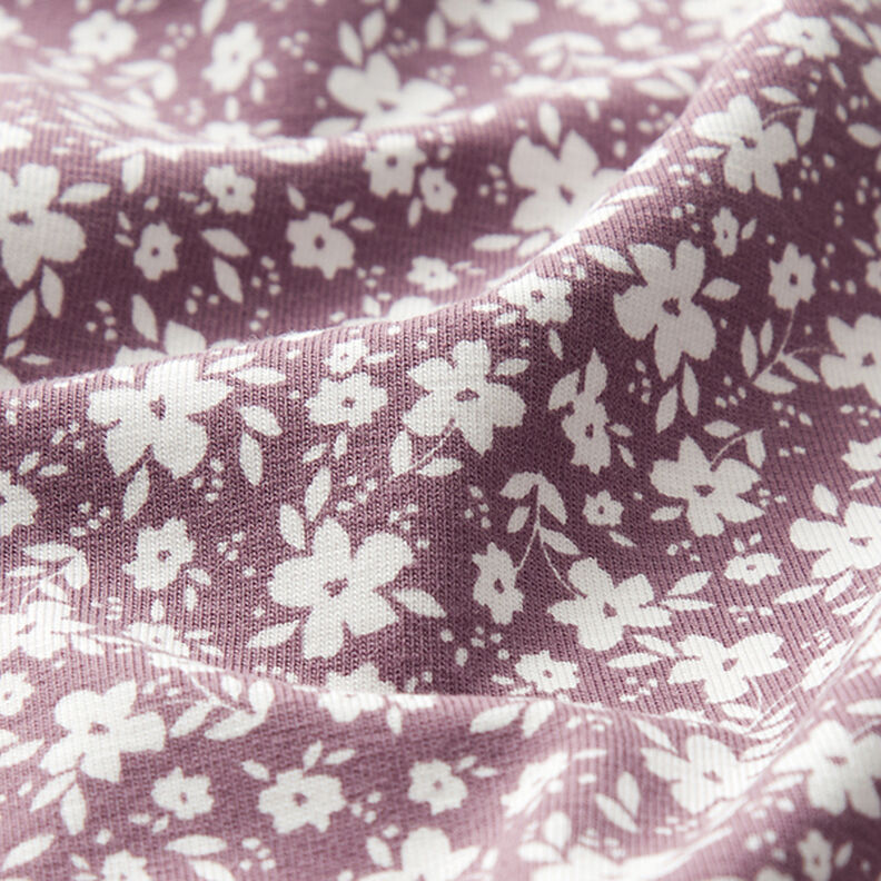 Katoenjersey Bloemen tweekleurig – donker oudroze,  image number 2