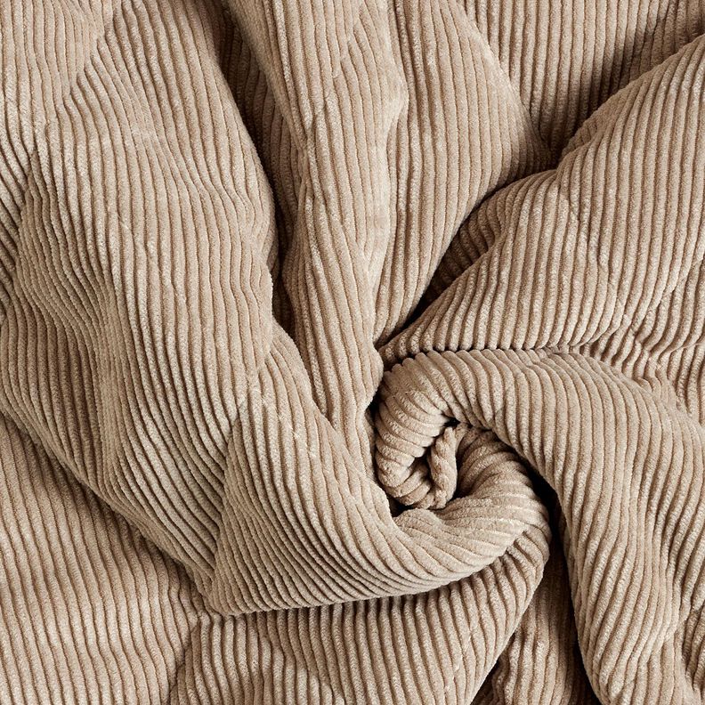 Doorgestikte stof Corduroy met bonten ruiten – taupe,  image number 4