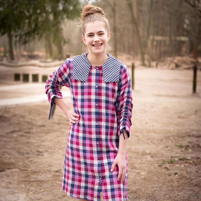 Mousseline/dubbel gehaakte stoffen Ruit Doubleface | Poppy Fabrics – roze/lavendel, image number 5