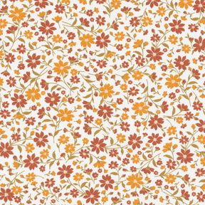 Katoenpopeline Herfstbloemen – wit/roodbruin, 