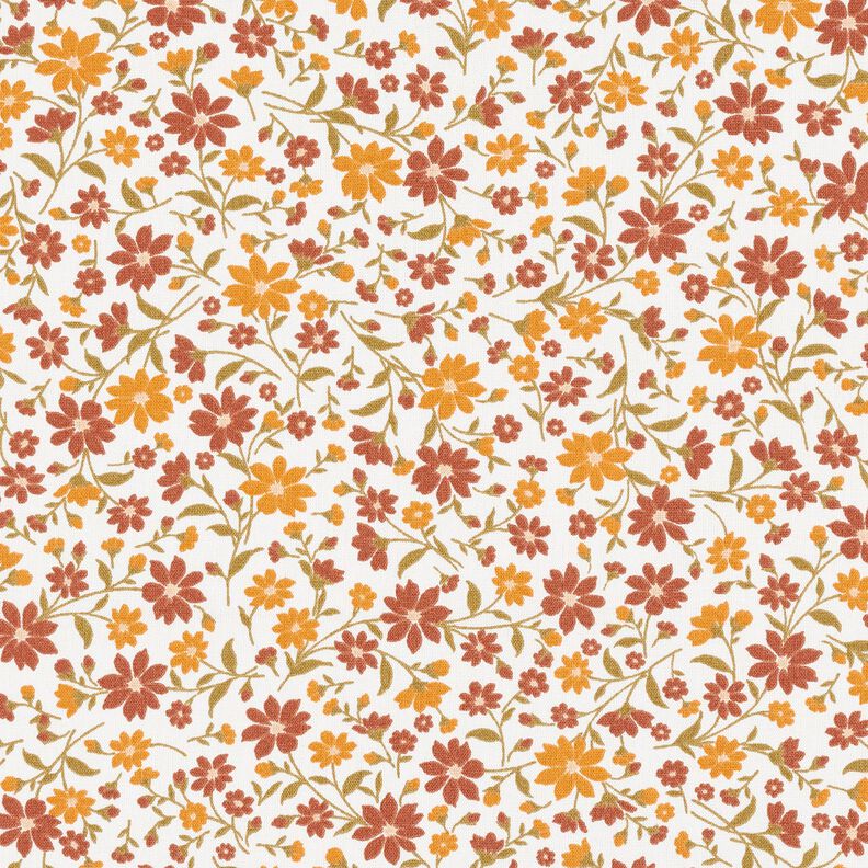Katoenpopeline Herfstbloemen – wit/roodbruin, image number 1