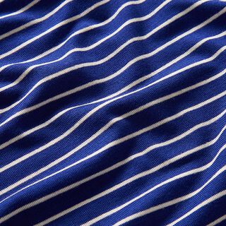 Viscosejersey smalle horizontale strepen – koningsblauw/wit, 