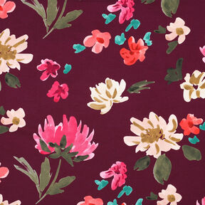 French Terry Colette Digitaal printen | Nerida Hansen – bordeauxrood/intens roze, 