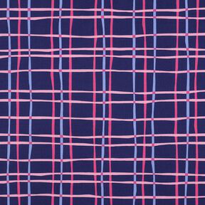 Katoenpopeline golvende ruit| Poppy Fabrics – indigo/roze, 