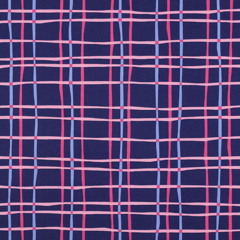Katoenpopeline golvende ruit| Poppy Fabrics – indigo/roze,  image number 1