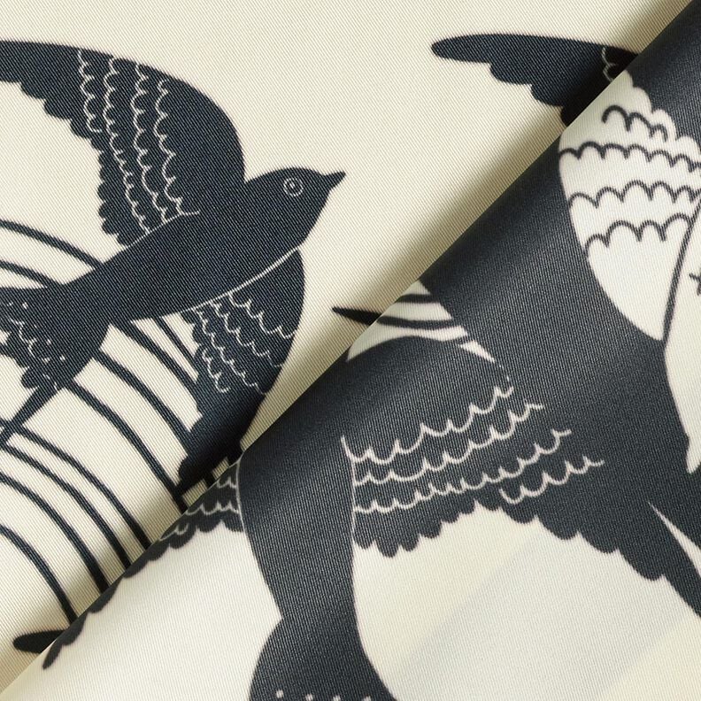 Satijnen paneel zwaluwen | Katia Fabrics – anthraciet/creme,  image number 4
