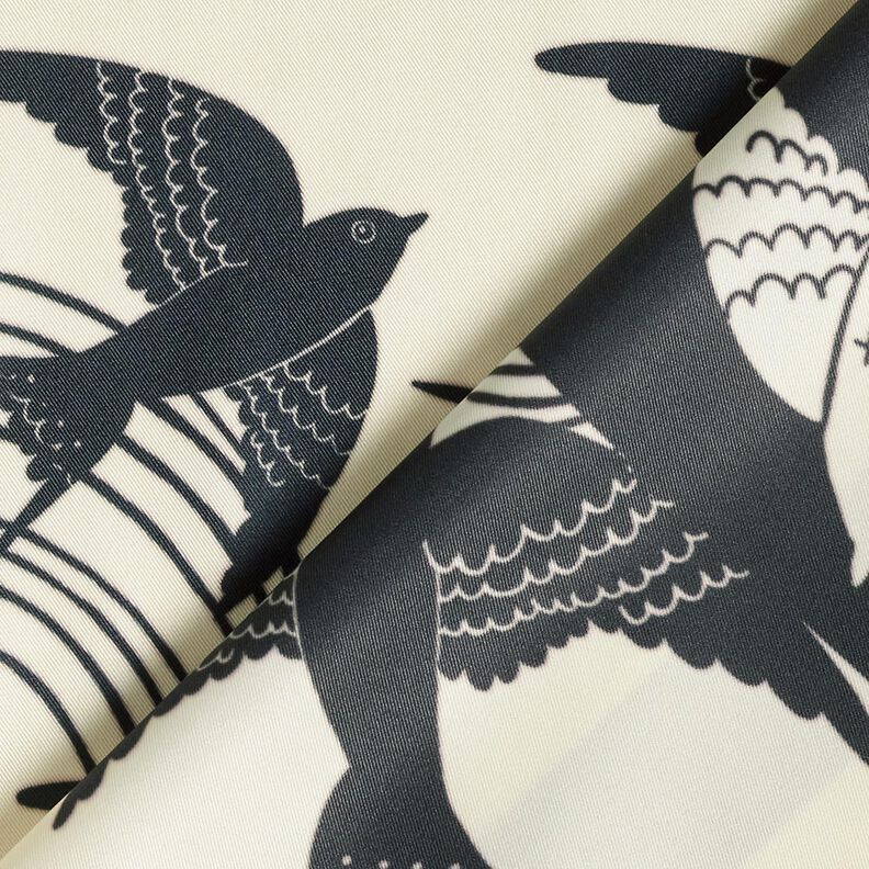 Satijnen paneel zwaluwen | Katia Fabrics – anthraciet/creme, image number 4