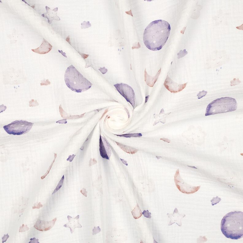 GOTS Mousseline/dubbel gehaakte stoffen Nachtelijke hemel Digitaal printen | Poppy Fabrics –,  image number 3