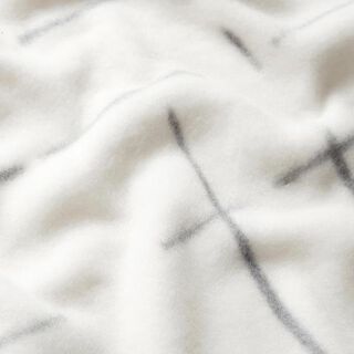 Fleece stof abstract motief – wit/donkergrijs, 