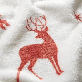Gezellige fleece Herten in de sneeuw – ivoor/koper, 