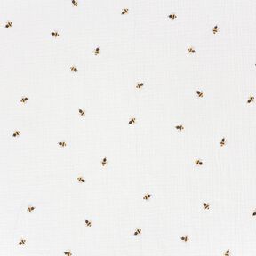 Mousseline/dubbel gehaakte stoffen Bijtjes – ecru/goud, 
