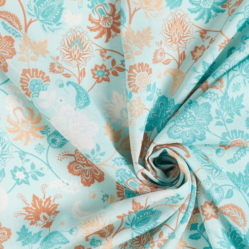 Viscose Voile Paisley bloemenrandontwerp – blauw, image number 3