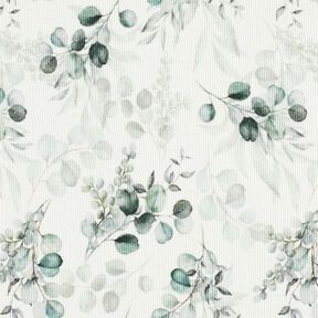 Ribjersey Eucalyptus Digitaal printen – ecru, 