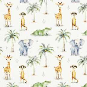 Katoenjersey Baby jungledieren Digitaal printen – ecru, 