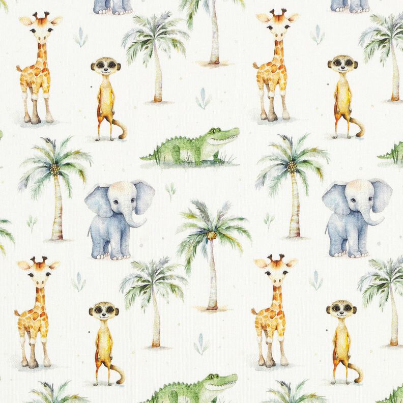 Katoenjersey Baby jungledieren Digitaal printen – ecru,  image number 1