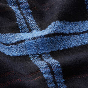 Mantelstof geruit lussen – zwart/blauw, 