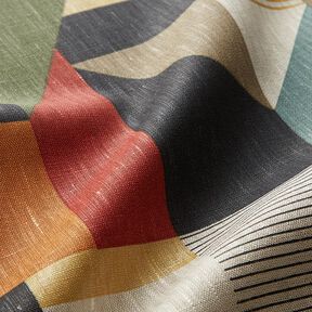 Decolinnen Retropatroon gouden accenten – natuur/olijf, 