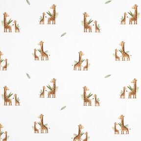 GOTS Katoenjersey Familie giraffen Digitaal printen | Poppy Fabrics – wit/lichtbruin, 