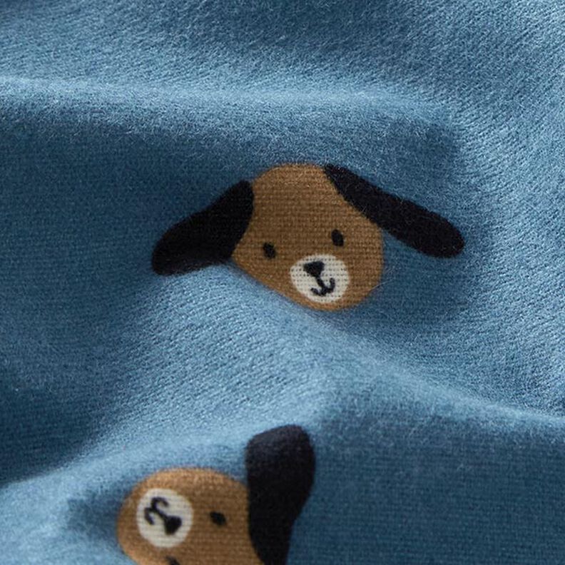 Katoenflanel Hondenkoppen – jeansblauw,  image number 2