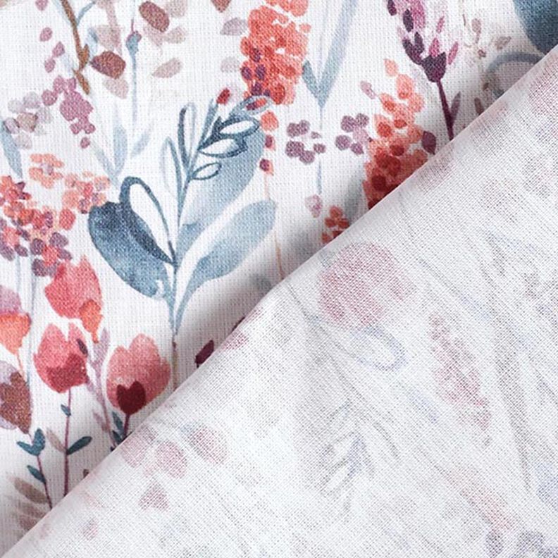 Decostof Katoenpopeline Wilde bloemen – purper/petroleum,  image number 4