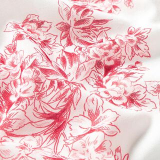 Katoenen voile geschilderde bloemen – wit/rood, 