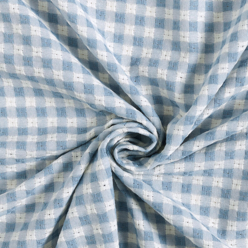 Katoenen stof gestructureerde ruiten – wit/lichtblauw,  image number 4