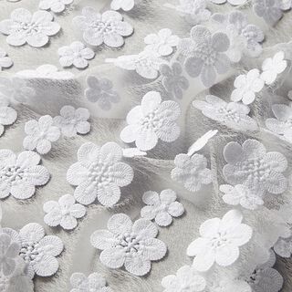 Softmesh 3D-bloemenborduursel – wit, 
