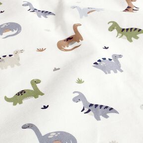 Katoenjersey blije dinosaurussen – ivoor/riet, 