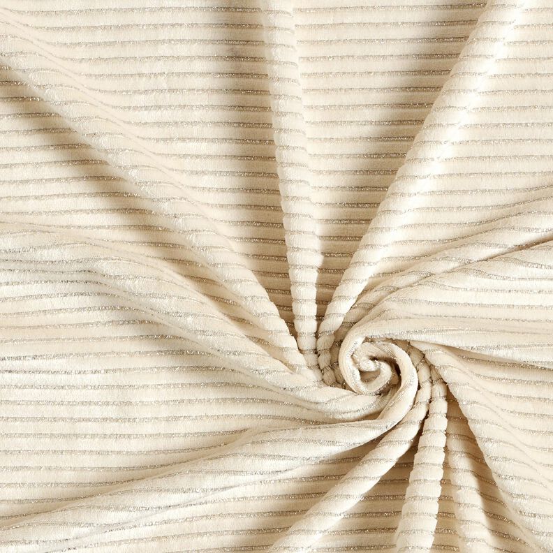 Nicky stof Glitterstrepen – lichtbeige/zilver metallic,  image number 3