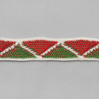 Katoenen band Ibiza [ 22 mm ] – ecru/signaalrood, 
