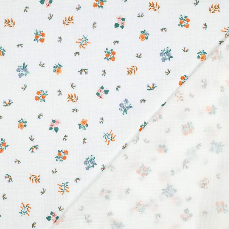Mousseline/dubbel gehaakte stoffen Bloemetjes | Poppy Fabrics – ivoor/perzik sinaasappel, image number 4