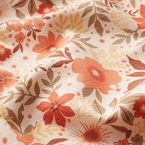 Decostof half panama bloemenpracht – koraal/natuur, 